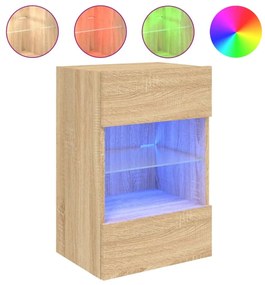 sonoma tölgy színű fali TV-szekrény LED-ekkel 40x30x60,5 cm