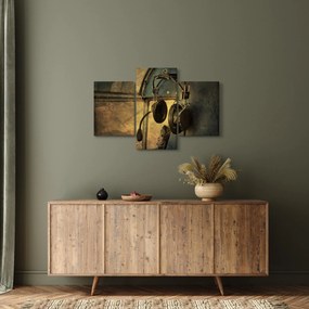 Kép - Vintage repülőgép fejhallgató (90x60 cm)