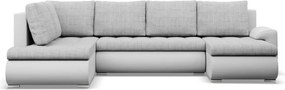 Tokio U sarokkanapé, 3 ágyneműtartóval, fonott + műbőr, baloldali, szürke - fehér
