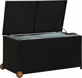Fekete Polyrattan Kerti Tárolóláda 120 X 65 X 61 Cm