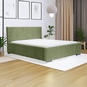 Kárpitozott ágy tárolóval és COOL matraccal 140x200 cm Zöld