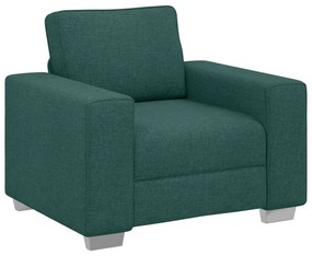3 részes kanapé szett párnákkal, sötétzöld anyagból