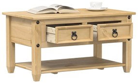 Corona tömör fenyőfa dohányzóasztal fiókokkal 85 x 50 x 45 cm