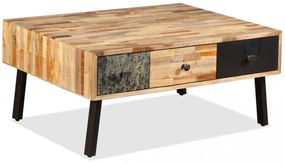 tömör újrahasznosított tíkfa dohányzóasztal 90 x 65 x 40 cm