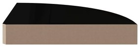 4 db magasfényű fekete MDF lebegő sarokpolc 25 x 25 x 3,8 cm