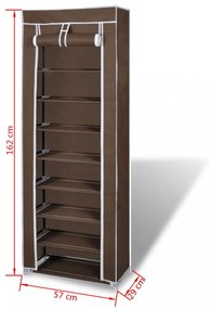 Szövet Cipősszekrény fedeles 57 x 29 x 162 cm Barna