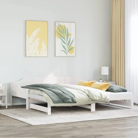 fehér tömör fenyőfa kihúzható kanapéágy 90 x 200 cm
