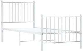 fehér fém ágykeret fej- és lábtámlával 80x200 cm