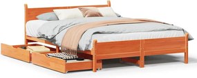 vidaXL viaszbarna tömör fenyőfa ágy matrac nélkül 140 x 200 cm