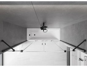 Mexen Velar Duo, 2 szárnyas eltolható kádparaván 180 x 150 cm, 8mm átlátszó üveg, fekete matt profil, 896-180-000-02-70
