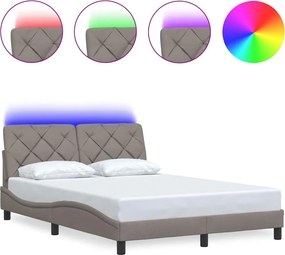 vidaXL tópszínű szövet ágykeret LED-es matrac nélkül 140 x 200 cm
