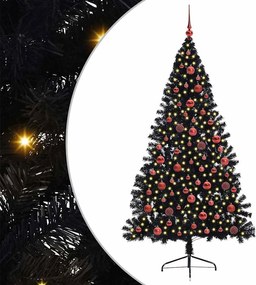 vidaXL Mesterséges, előre világított karácsonyi fa Fekete 180 cm PVC