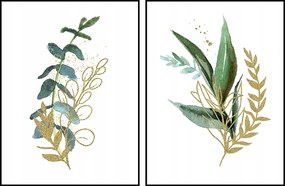 Diptichon poszter grafika zöld levelek 2db 50x70cm