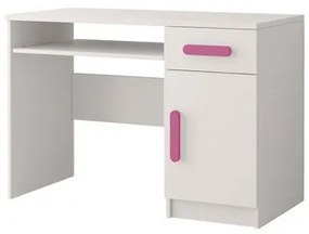 Számítógépasztal Smyk - fehér/rózsaszín