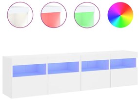 2 db fehér falra szerelhető TV-szekrény LED-del 80 x 30 x 40 cm
