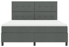 Boxspring ágy matraccal sötét szürke szuper király szövet