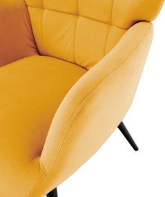 Fotel lábtartóval, sárga Velvet szövet/fekete, HABEN