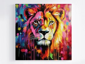 Poszter Graffiti Urban Street Art Oroszlán Portré Neon 40x40