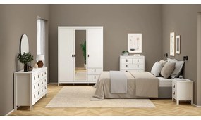 Fehér ruhásszekrény tükörrel 150x199x58 cm Madrid – Tvilum