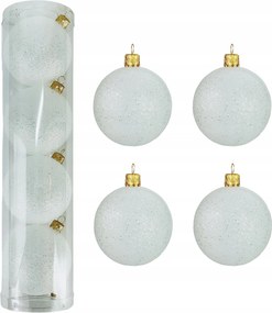 Fehér Karácsonyfa Bombák Műanyag Csillámos Buborékok karácsonyfára 4 db-os szett