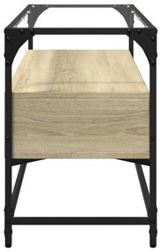 sonoma tölgy szerelt fa TV-szekrény üveglappal 98 x 35 x 51 cm