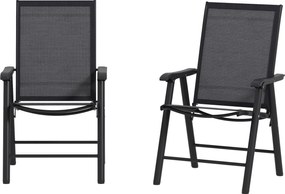 Outsunny 2 Db Összecsukható Kemping Szék Párnázott Kültéri Kert Összecsukható Szék Hálós Panelekkel Acél Váz és Karfák 110 kg Teherbírással Teraszra é