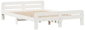 fehér tömör fenyőfa könyvespolcos ágy matrac nélkül 160x200 cm