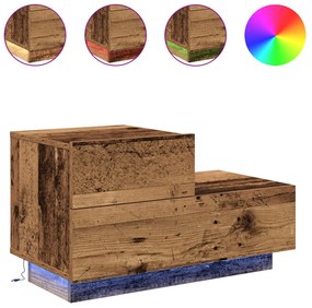 Éjjeli Szekrény LED Világítással Régi Fával 100x36x49 cm