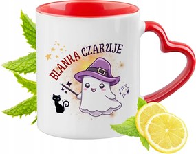 Piros bögre szív alakú füllel Ajándékba