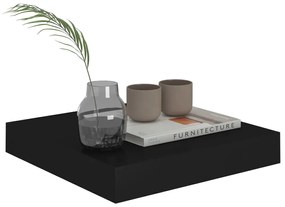 4 db fekete MDF fali polc 23 x 23,5 x 3,8 cm