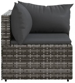 szürke polyrattan kerti sarokkanapé párnákkal