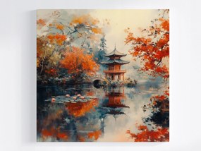 Poszter Tájkép Japán Park Kert Ősz Pagoda Híd 40x40
