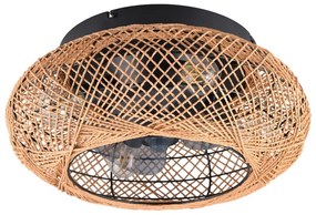 Barna mennyezeti lámpa távirányítóval-ventilátorral Lillesand – Trio