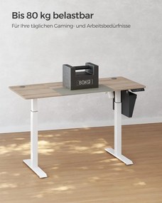 Állítható magasságú elektromos íróasztal memória funkcióval 60x140 cm, fehér-greige