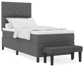 Box Spring Ágy Matraccal és Pad Sötétszürke 90x200 cm Szövet