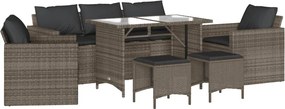 vidaXL 6 részes szürke polyrattan kerti ülőgarnitúra párnákkal