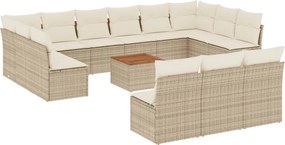 vidaXL 14 részes bézs polyrattan kerti ülőgarnitúra párnával