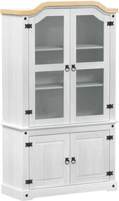 vidaXL Kiállító szekrény Fehér 103,5 x 42 x 180 cm Tömör fenyőfa
