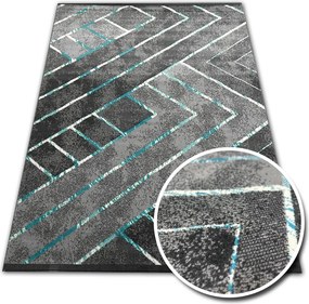Divatos Szőnyeg 100X200 CM New Idea 3694BS35 Szürke Türkiz A Nappaliba