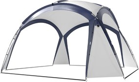 Outsunny 3,5 x 3,5 m-es Pavilon Horgos Ajtóval, Esővédő Robusztus Acéloszlopokkal, UV Védett Kerti Pavilon, Party Sátor Napernyő Kempingezéshez Krémsz