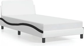 vidaXL fehér és fekete műbőr ágykeret Dover 100x200 cm
