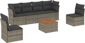vidaXL 7 részes szürke polyrattan kerti ülőgarnitúra párnákkal