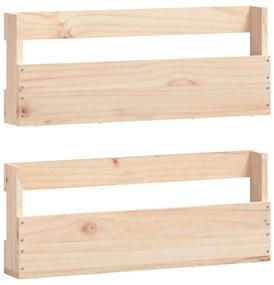 2 db tömör fenyőfa fali cipőtartó 59 x 9 x 23 cm
