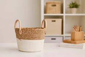 Fonott kosár tengerifűből 23 x 20 x 18/24 cm