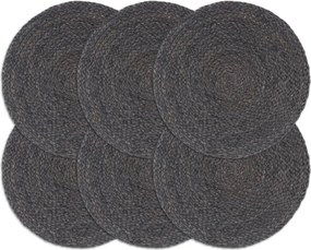 vidaXL 6 db sima sötétszürke kerek jutaalátét 38 cm
