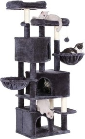 Feandrea nagy macskafa 3 macskabarlanggal, 164 cm-es macskatorony, füstszürke