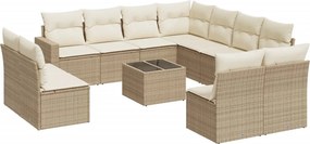 vidaXL 12 részes bézs polyrattan kerti ülőgarnitúra párnákkal