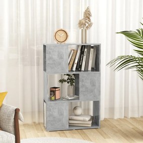 betonszürke szerelt fa térelválasztó könyvszekrény 60x24x94 cm