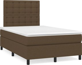 vidaXL sötétbarna szövet rugós ágy matraccal 120 x 200 cm