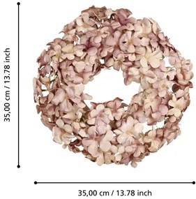 Eglo 428208 - Művirág koszorú SOLVANG átm. 35 cm rózsaszín